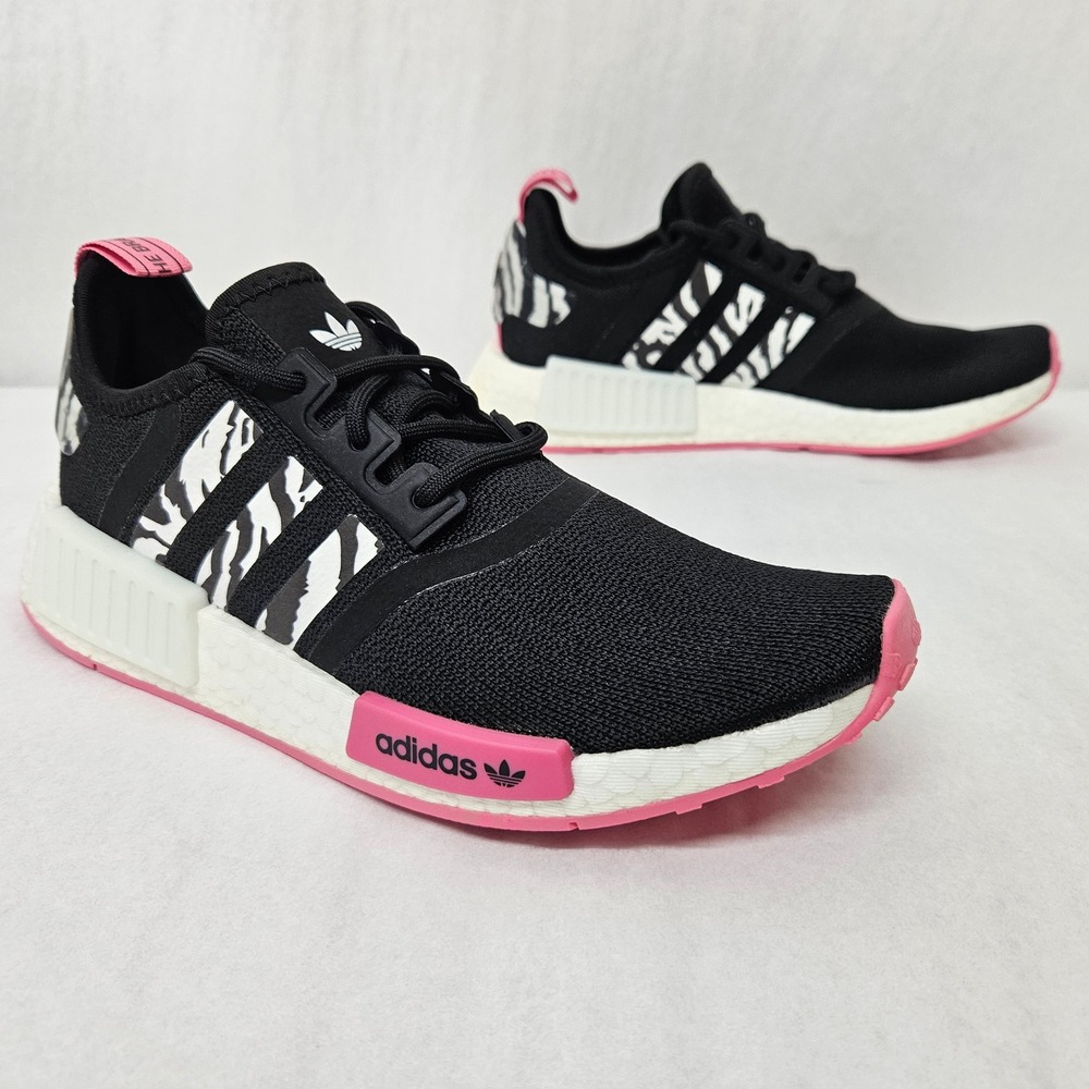 Adidas NMD R1 W Sneakers GX8107 Zebra Print Black Pink White Women's Size 6.5